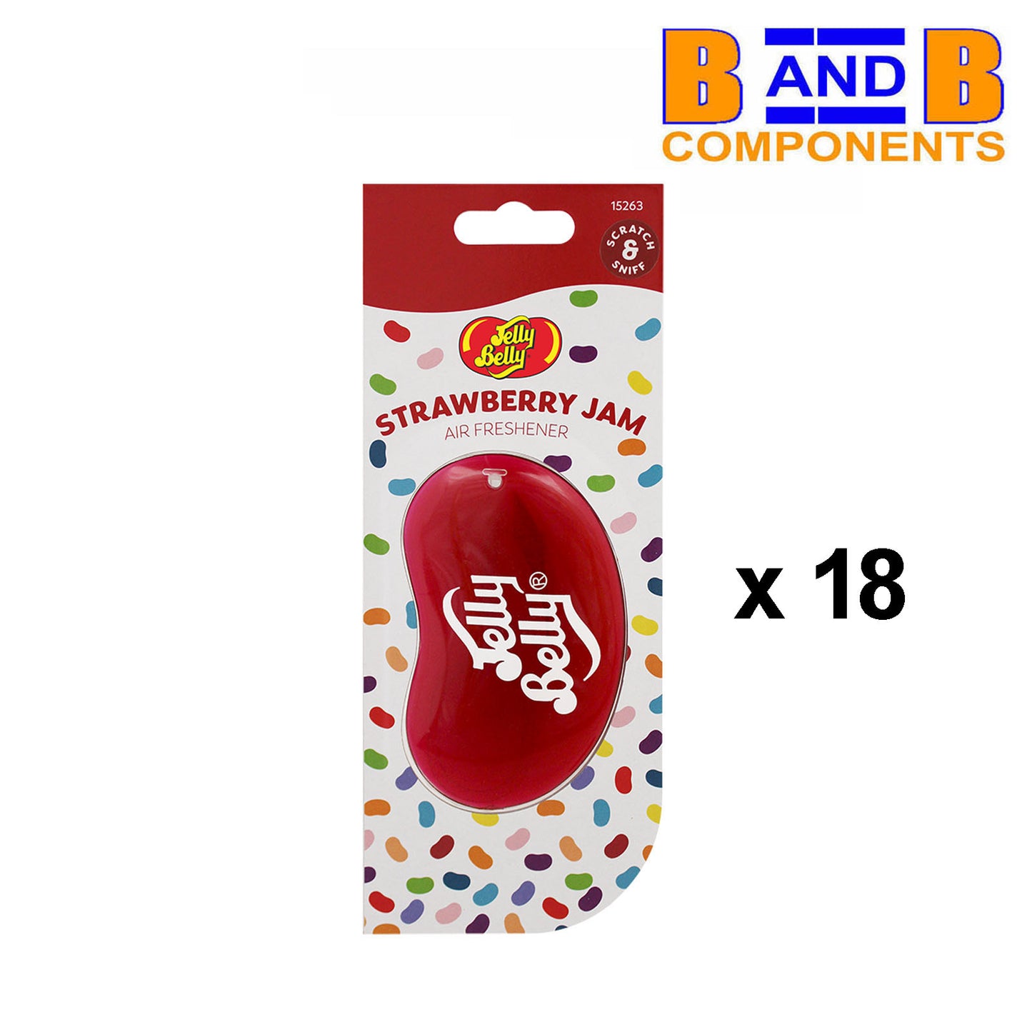 18 x Jelly Belly STRAWBERRY JAM 3D Gel Car Home Air Fresheners BULK BUY A1969