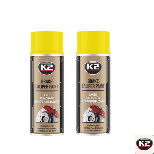 YELLOW CALIPER SPRAY PAINT K2 PRO HIGH GLOSS HEAT RESISTANT 400ML A3014